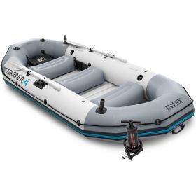 Mariner 4 Inflatable Boat Set: Includes Deluxe 54in Boat Oars and High-Output Pump ��������� Wear-Resistant Keel