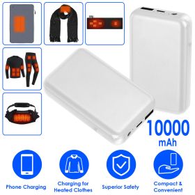 10000mAh Portable Charger Battery Pack for Heated Blanket Vest Jacket Power Bank with Type-C USB Cable Fit For IOSPhone 14 Android And More 5V/2A DC12