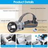 Rechargeable Headlamp High Power Headlight Torch Flashlight with 3 Light Modes for Fishing Running Camping Hiking