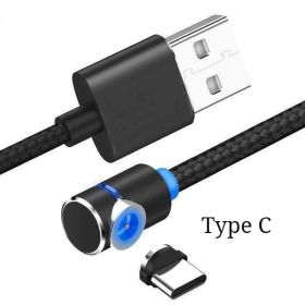 Magnetic Cable LED Magnet Charger Cable USB Cable & USB Type-C USB C (Option: Type C USB-1m-Black)