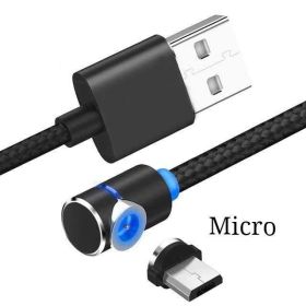 Magnetic Cable LED Magnet Charger Cable USB Cable & USB Type-C USB C (Option: Micro USB-1m-Black)