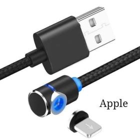 Magnetic Cable LED Magnet Charger Cable USB Cable & USB Type-C USB C (Option: Apple lightning-1m-Black)