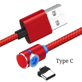 Magnetic Cable LED Magnet Charger Cable USB Cable & USB Type-C USB C (Option: Type C USB-1m-Red)