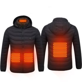 New Heated Jacket Coat USB Electric Jacket Cotton Coat Heater Thermal Clothing Heating Vest Men's Clothes Winter (Option: Black Zone4-5XL)