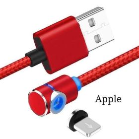 Magnetic Cable LED Magnet Charger Cable USB Cable & USB Type-C USB C (Option: Apple lightning-1m-Red)