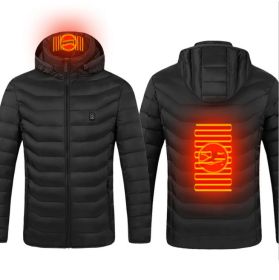 New Heated Jacket Coat USB Electric Jacket Cotton Coat Heater Thermal Clothing Heating Vest Men's Clothes Winter (Option: Black Zone2-M)