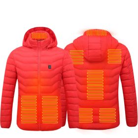 New Heated Jacket Coat USB Electric Jacket Cotton Coat Heater Thermal Clothing Heating Vest Men's Clothes Winter (Option: Red Zone8-S)