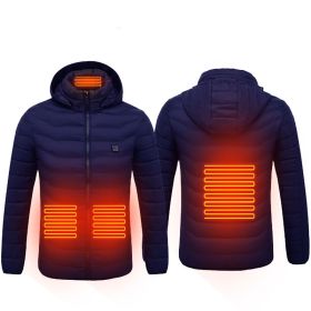 New Heated Jacket Coat USB Electric Jacket Cotton Coat Heater Thermal Clothing Heating Vest Men's Clothes Winter (Option: Blue Zone4-XL)