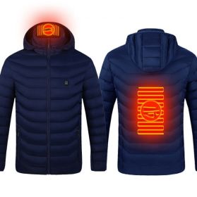 New Heated Jacket Coat USB Electric Jacket Cotton Coat Heater Thermal Clothing Heating Vest Men's Clothes Winter (Option: Blue Zone2-S)