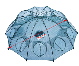 Strengthened 4-20 Holes Automatic Fishing Net Shrimp Cage Nylon Foldable Fish Trap Cast Net Cast Fold Crab Trap Fishing Network (Option: 10 Sides 10 Holes)