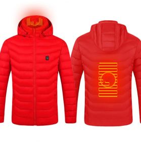 New Heated Jacket Coat USB Electric Jacket Cotton Coat Heater Thermal Clothing Heating Vest Men's Clothes Winter (Option: Red Zone2-S)