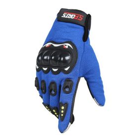 Full Finger Breathable Anti-Slip Protective Touchscreen Cycling Glove (Color: Blue)