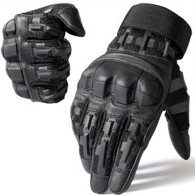 Tactical Gloves for Men - Touch Screen, Non-Slip, Full Finger Protection for Shooting, Airsoft, Military, Paintball, Motorcycle, Cycling, Hunting (Color: Black, size: XL)