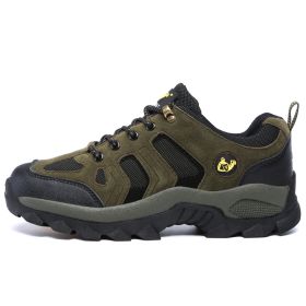 Waterproof Mens Hiking Sneakers Mountain Climbing Shoes Men Outdoor Trekking Sport Shoes Men Non-Slip Hunting Trekking Boots (Color: Army Green)