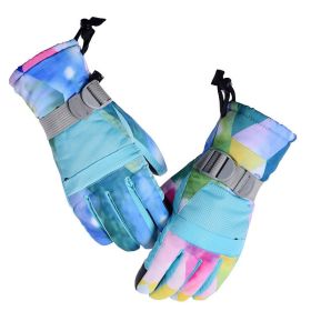 Winter Gloves Waterproof Ski Gloves Insulated Snowboard Gloves (Color: Light Blue)