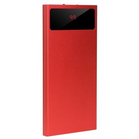 20000mAh Power Bank Ultra Thin External Battery Pack Phone Charger Dual USB Ports Flashlight Battery Remain Display (Color: Red)