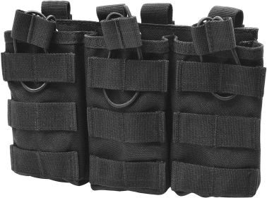 Molle Open Top Double Triple Mag Pouch (Color: Black)