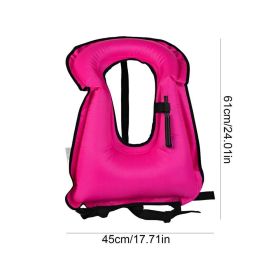 Inflatable Snorkel Vest Portable Life vest Inflatable Swim Vest Buoyancy Aid Swim Jackets For Adults/Kids Swimming Accessories (Color: Pink)