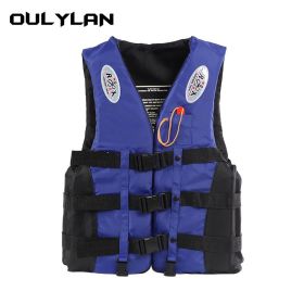 Oulylan Drifting Safety Vest Water Sports Fishing Water Ski Vest Kayaking Boating Swimming Adults Life Jacket Safety Life Vest (Color: Blue, size: L)