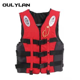 Oulylan Drifting Safety Vest Water Sports Fishing Water Ski Vest Kayaking Boating Swimming Adults Life Jacket Safety Life Vest (Color: Red, size: XXL)