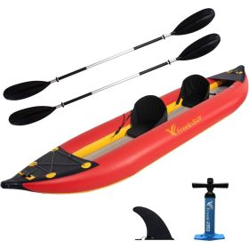 Kayak|Emergency Boat| 1-2 Person Professional Series Lightweight Inflatable Kayak Sit-in Kayak Set with Paddle (default: default)