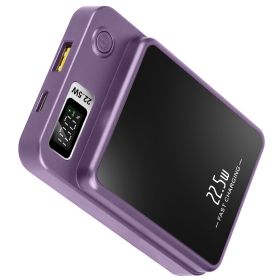 2 In 1 Magnetic Wireless Power Bank 10000mAh PD20W Fast Charger MagSafe Wireless Power Bank Fit for IOS Phones IOS Phone 14 Series And More (Color: Purple)