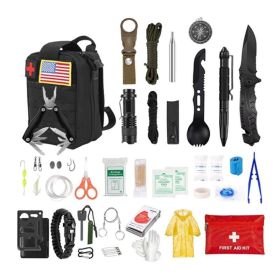 Emergency Survival Kit for Camping Hiking Adventures (Color: Black)