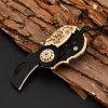 Pocket Mini Knife With Vintage Skull Design; Outdoor Camping Survival Tactical Knife; Necklace Keychain EDC Tool