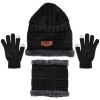 Winter Knitted Hat Scarf Gloves 3Pcs Winter Warm Beanie and Touch Screen Gloves Scarf Set Knit Beanie Skull Cap Neck Warmer Mittens for Men Women