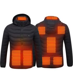 New Heated Jacket Coat USB Electric Jacket Cotton Coat Heater Thermal Clothing Heating Vest Men's Clothes Winter (Option: Black Zone8-5XL)